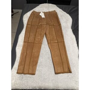 SMH Brown Leather Western High‎ Waist Embriored Pants Size 16 NWT